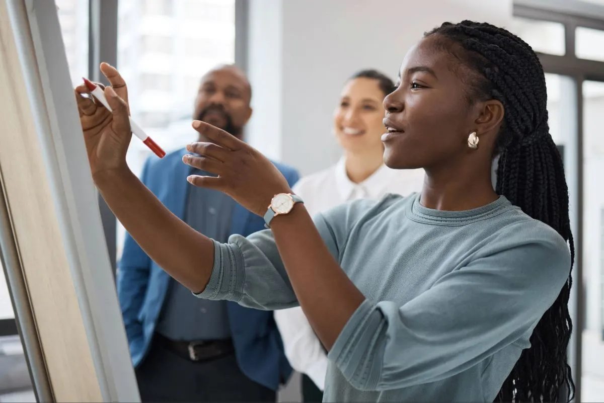 Diversity training session showing workplace behavior change and inclusive team collaboration